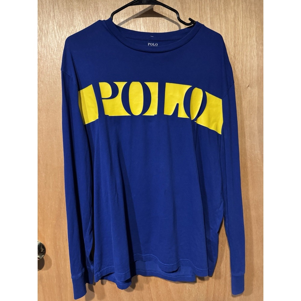 Polo Ralph Lauren Large Logo Graphic Crew Neck Long Sleeve T-Shirt Blue (H1)
